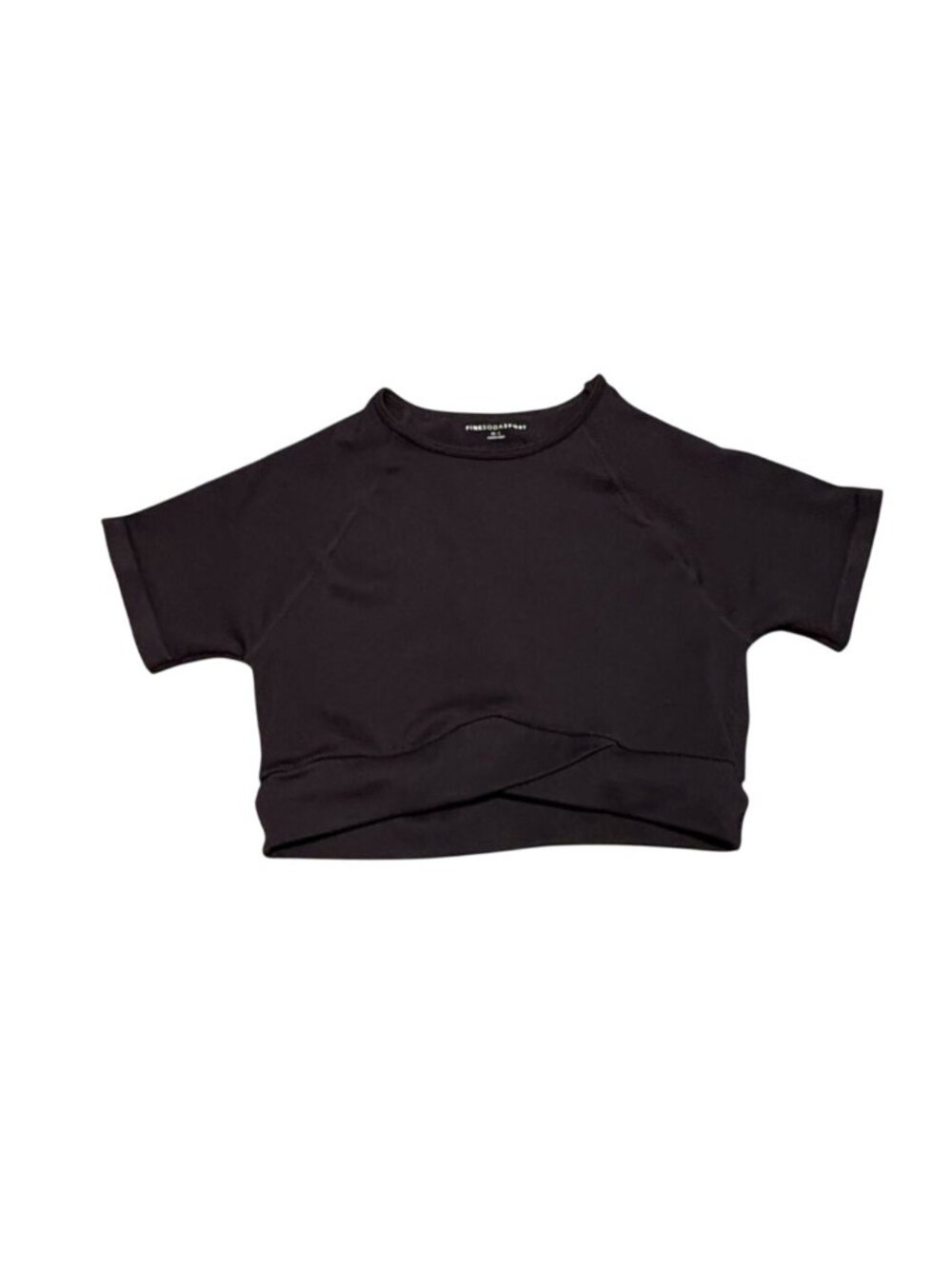 Women's Pink Soda Sport Ribbed Seamless Cropped T-Shirt-Black-Size M/L-GUC